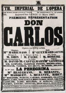 1867年パリのオペラ座でのドンカルロスの初演のポスター